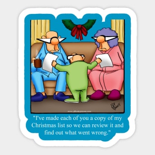 Funny Children's Christmas List Cartoon Sticker